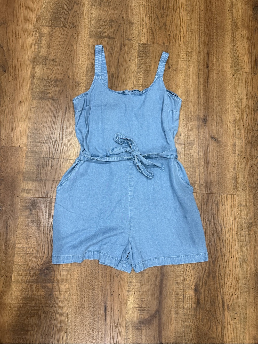 Lucky Brand Light Blue Denim Tie-Waist Romper